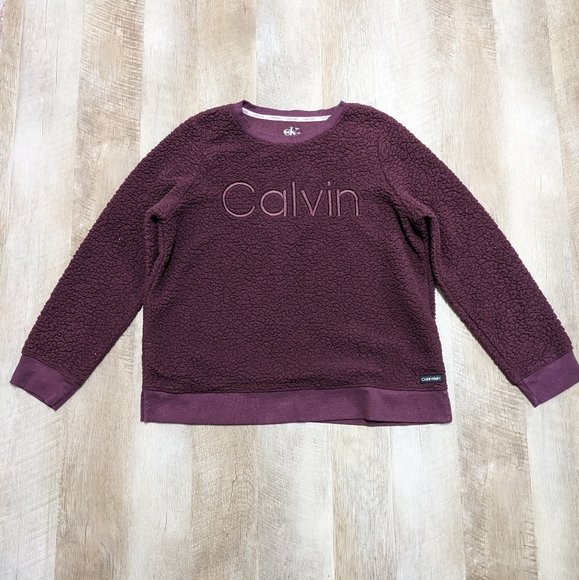 Calvin Klein Plum Sherpa Sweatshirt - Picture 6 of 7